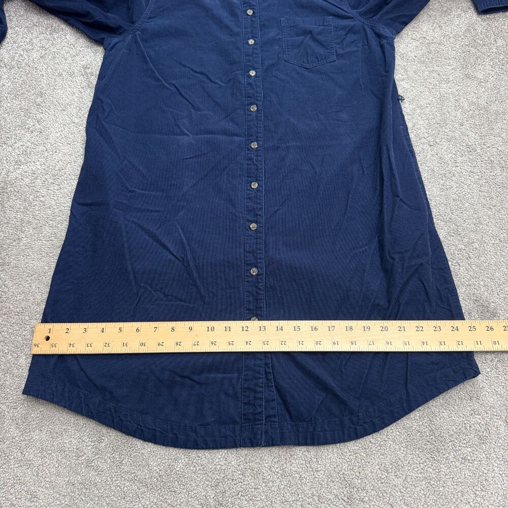 Lands' End Pinwale Corduroy Button Down Midi Shirt Dress Womens Large Navy Blue - Picture 9 of 16
